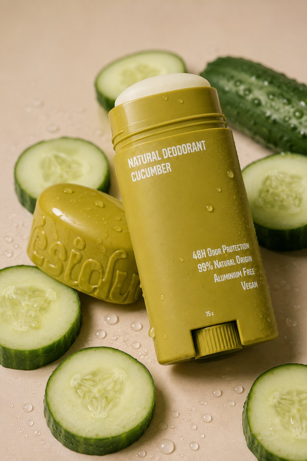 Déodorant Residue parfum concombre avec rondelles de concombre